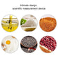 Measurement types display with spices and ingredients for adjustable measuring spoon use