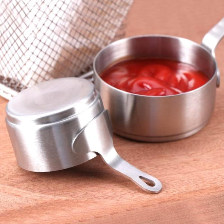 Stainless steel mini sauce pot with loop handle and matching lid