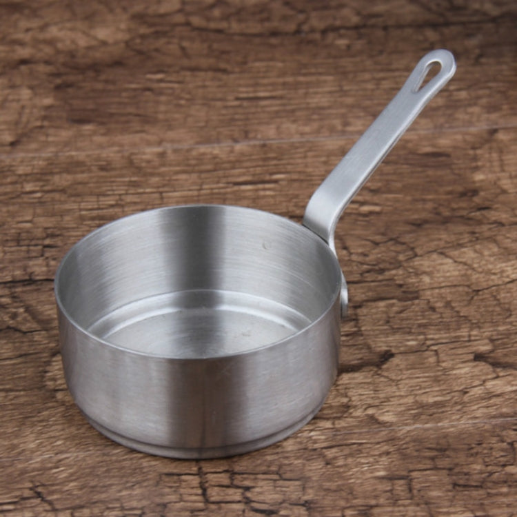Stainless steel mini sauce pot with long loop handle, open interior