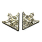Antique gold triangular collar buckles with detailed filigree and small round holes