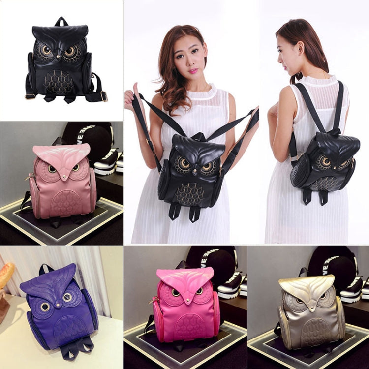 Owl-pattern mini shoulder backpacks in multiple colors with adjustable straps