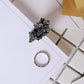 Blue gemstone butterfly ring and matching open crystal band
