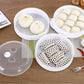Microwave steamer accessories set: perforated trays and clear outer lid cover
