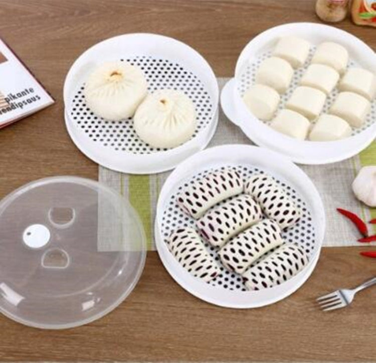 Microwave steamer accessories set: perforated trays and clear outer lid cover