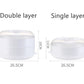 White microwave steamer cooker size diagram comparing double and single layer
