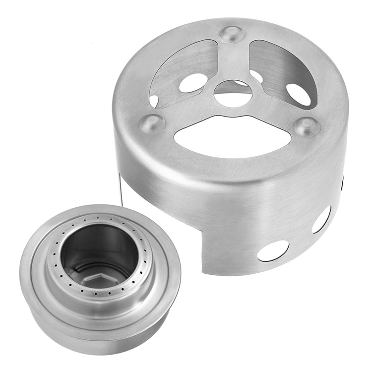 Stainless steel stove windscreen ring with separate alcohol burner insert