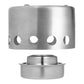 Stainless steel stove cup with circular vent cutouts and alcohol burner insert