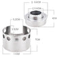 Stainless steel mini alcohol stove diagram showing burner, windscreen, and sizes