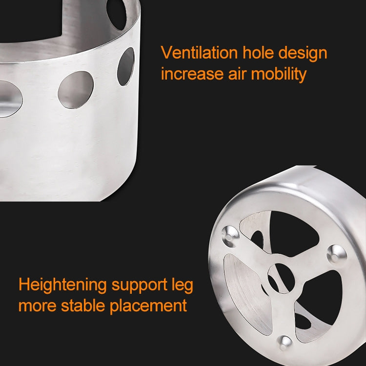 Stainless steel stove base with ventilation holes and support leg disc