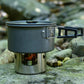 Compact stainless steel alcohol stove with protective cover and side carry handle