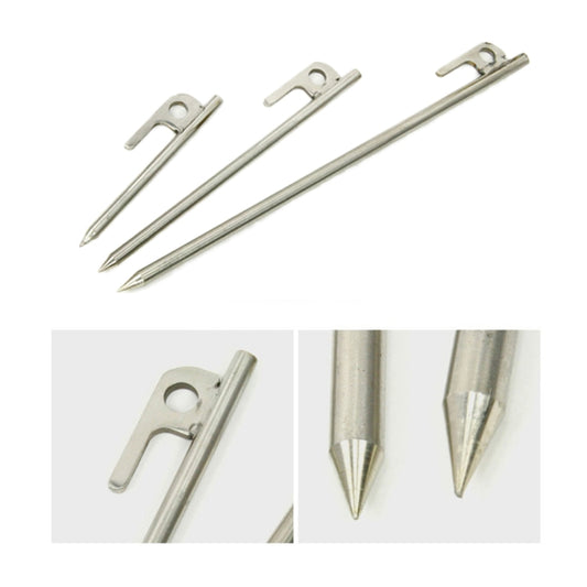 Camping tent stake pegs with U-loop heads and pointed tips (set)