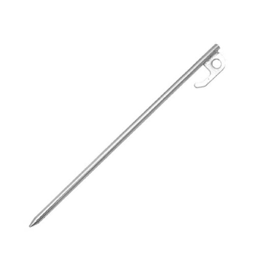 Stainless steel tent stake peg with pointed end and U-shaped top loop