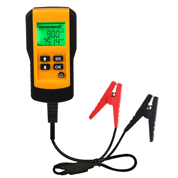 AE300 12V digital battery tester with green LCD and red/black clamp leads