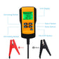 AE300 12V battery tester with labeled buttons, green LCD, and red/black clamps