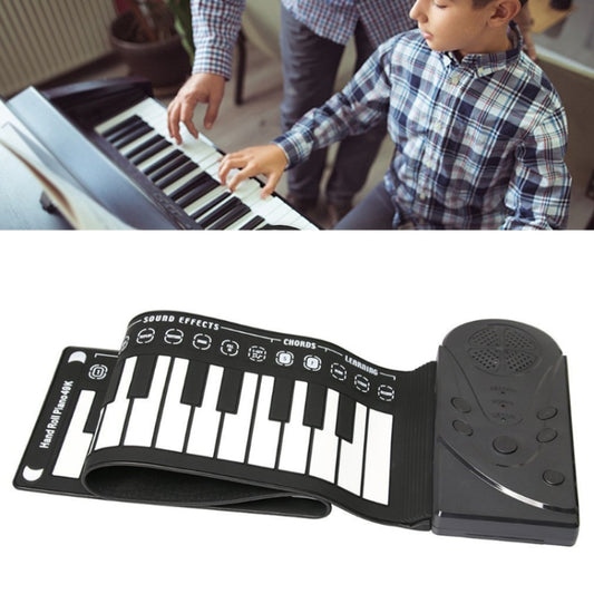 Kids portable roll-up electronic keyboard piano, black with 49 keys