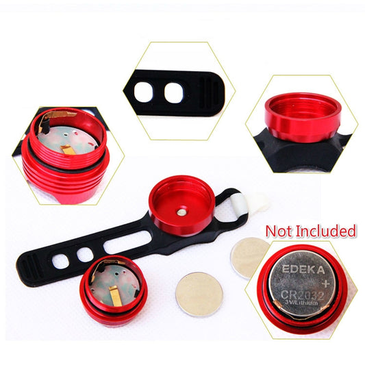 Bicycle rear LED tail light set with red housing, black bracket, and extra parts