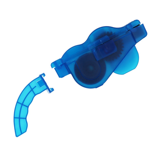 Blue chain cleaning tool with removable curved brush attachment