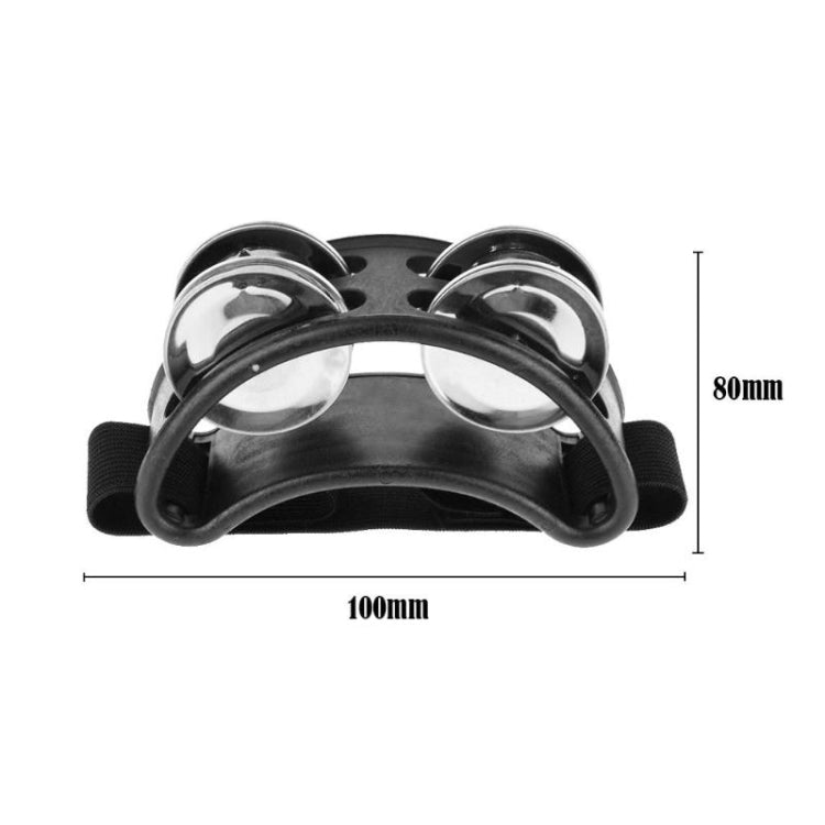 Black aluminum cajon foot bell, 100mm width and 80mm height, with three discs