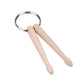 Double mini drumstick keychain with two beech wood sticks and silver round ring