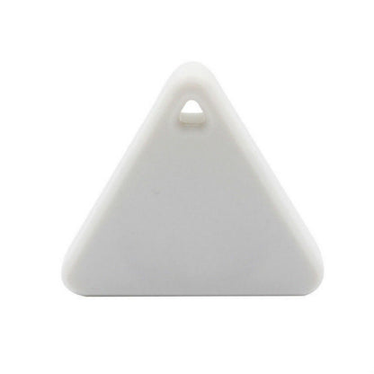 White triangular Bluetooth locator tag with a keychain-style hole