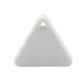 Light gray triangular Bluetooth locator tag with a keychain-style hole