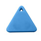 Blue triangular Bluetooth key finder tag with small hanging hole.