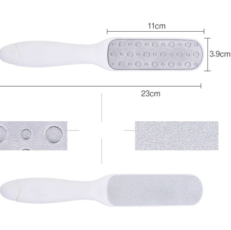 Double-sided dermabrasion grinding tool with textured head and white anti-slip handle