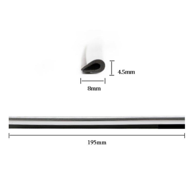 U-shaped car AC vent trim strip clip profile with 8mm width and 4.5mm height