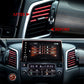 Car dashboard AC vents with red U-shaped trim strip clips installed