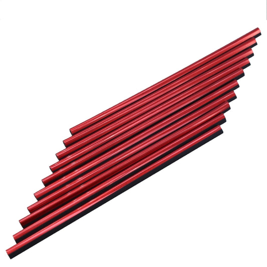 Red U-shaped car AC vent trim strip clips, metallic finish with black base