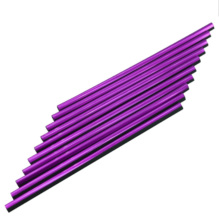 Purple U-shaped car AC vent trim strip clips, metallic finish with black base
