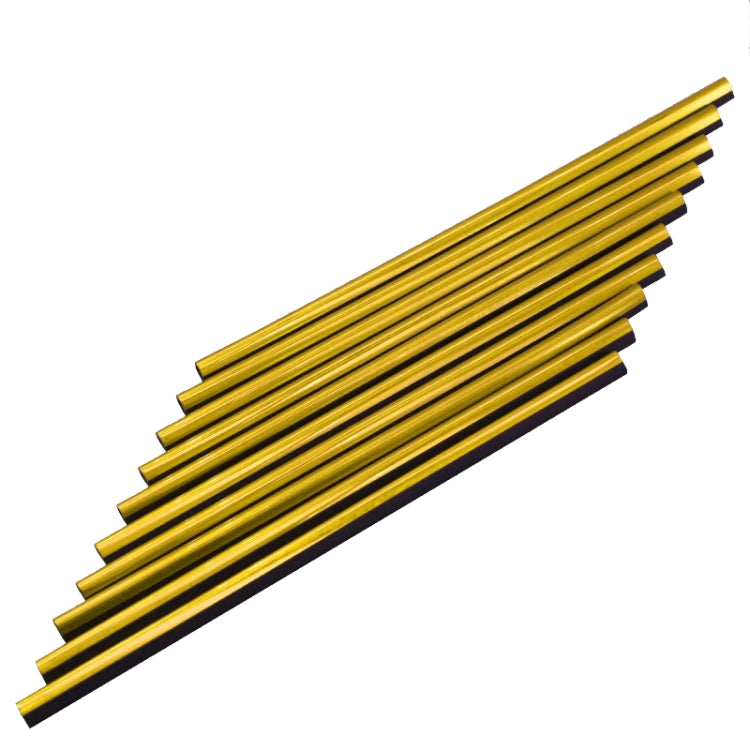 Gold U-shaped car AC vent trim strip clips, metallic finish with black base