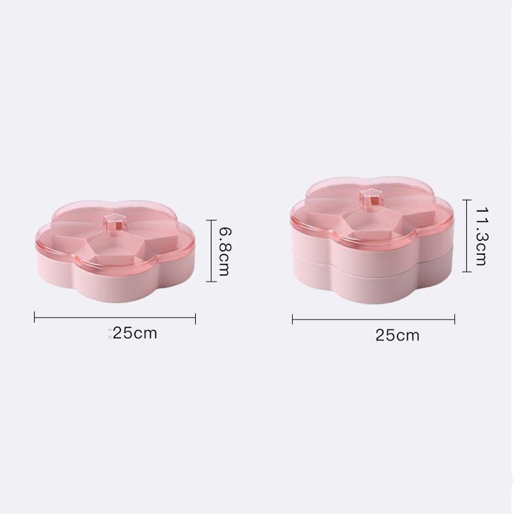 Pink flower-shaped snack storage box with transparent lid, 2 sizes shown