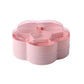 Flower-shaped transparent snack storage box with hinged lid, pink