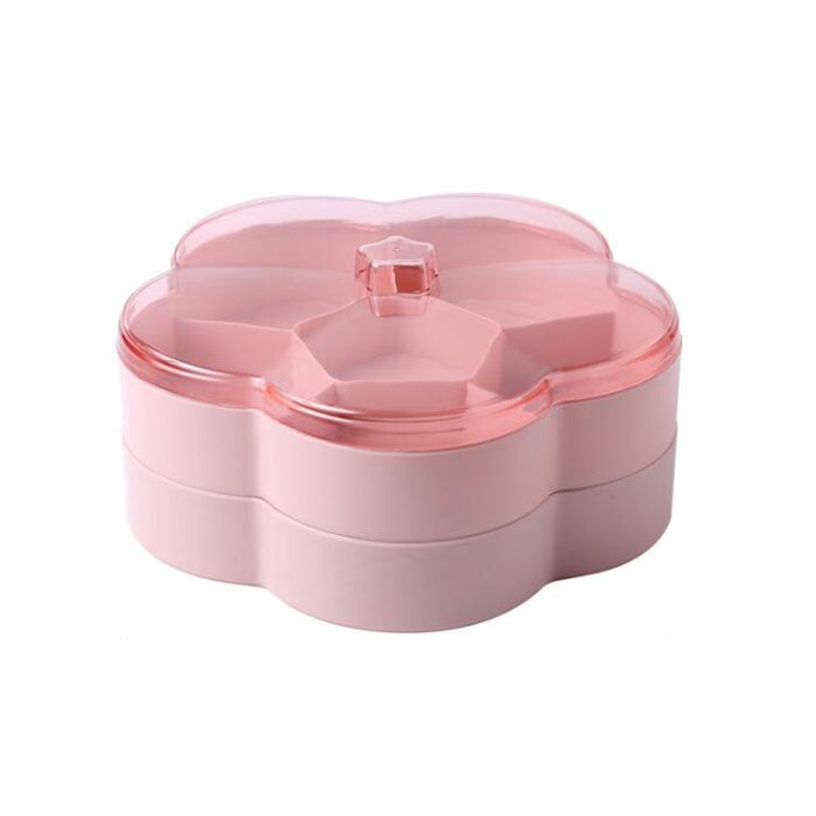 Flower-shaped transparent snack storage box with hinged lid, pink