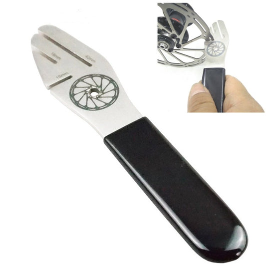 Bicycle disc brake alignment tool with silver gauge plate and black handle