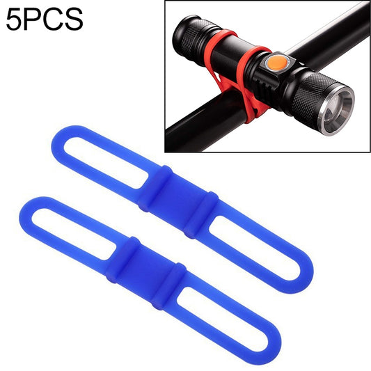Silicone bike light/phone mount straps, blue elastic holders (5-pack)