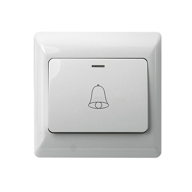 Concealed wired doorbell switch button with bell icon, square white wall plate