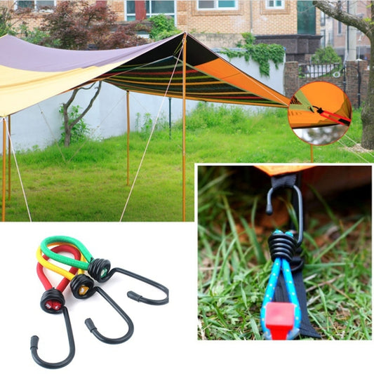Tent elastic rope buckle straps with black hooks and multicolor cords