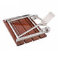 Folding wall-mounted shower chair with brown slat top and chrome metal frame