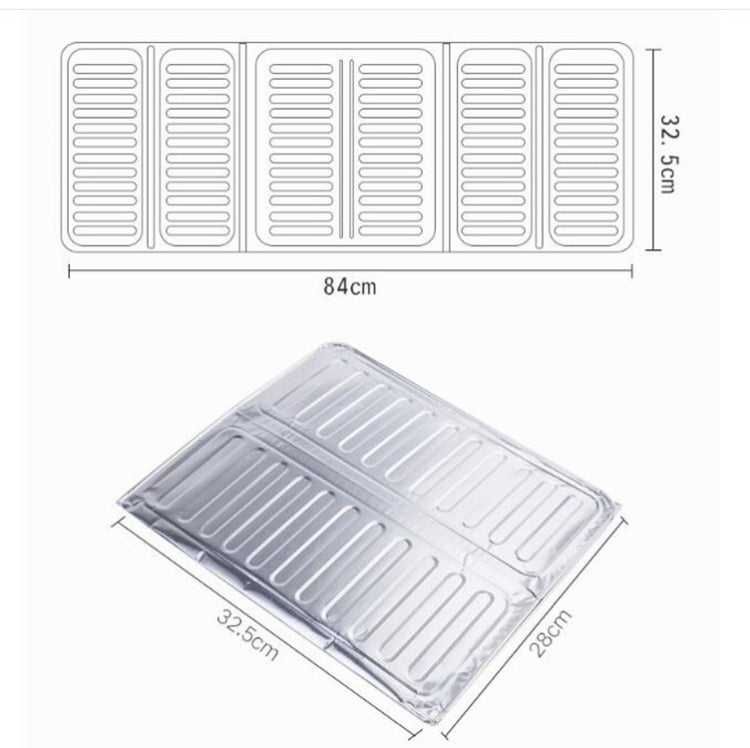 Cooktop oil shield measuring diagram and folding stainless steel panel design