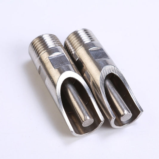 Pair of duckbill drinking nozzles with stainless body and open channel tip