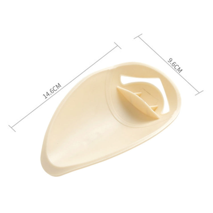 Beige faucet extender handle with angled splash spout; size marked on product