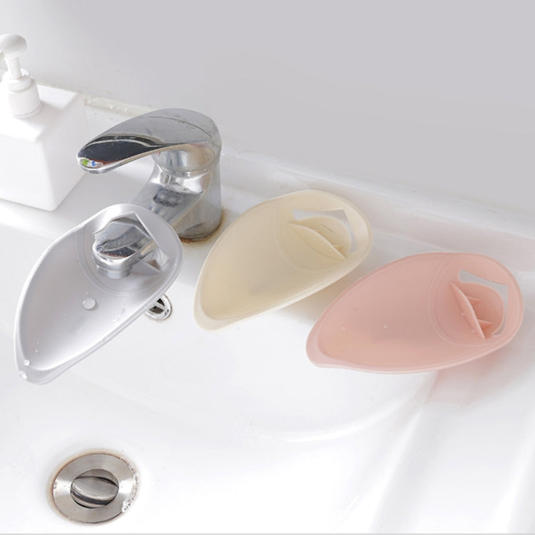 Toddler sink faucet handle extender cap set: pink and beige silicone covers