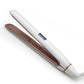 White and brown hair straightener with two ceramic plates and LED screen