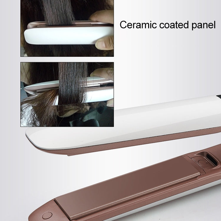Brown ceramic-coated straightening plate with smooth heated surface