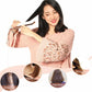 Hair straightener styling tool held in use, with ceramic plates for straight hair