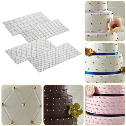 Plaid fondant texture mold set with square grid impressions, two-piece design