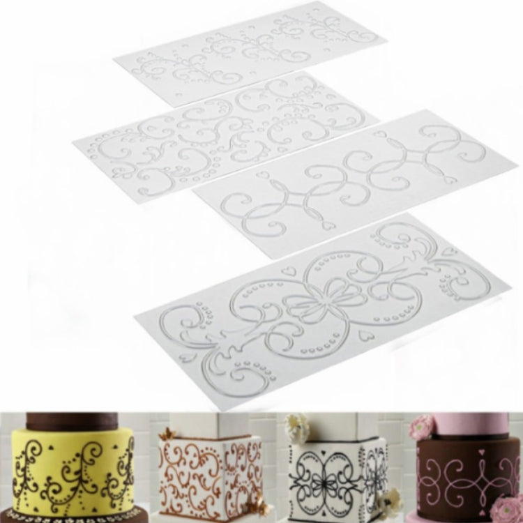 Embossed scroll fondant texture mold set with decorative panel patterns