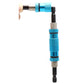 Magnetic screwdriver bit holder with blue textured grip and bit inserted into post